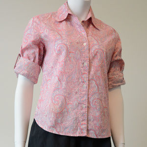 GAP Paisley Top with Rolled Sleeves